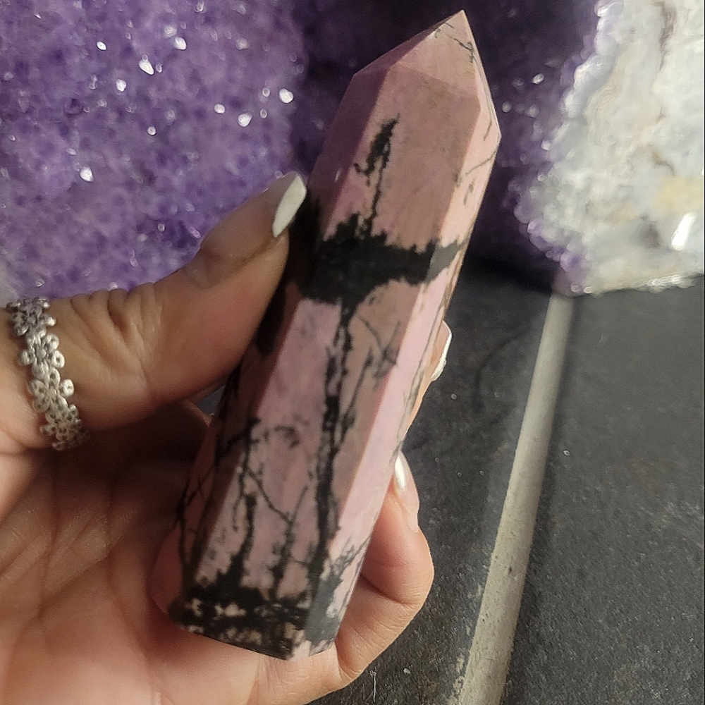 Rhodonite crystal tower